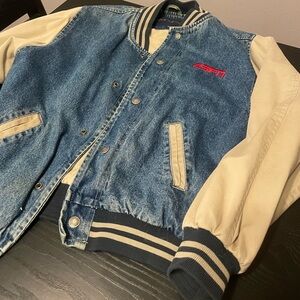 ESPN Denim and Beige Varsity Jacket